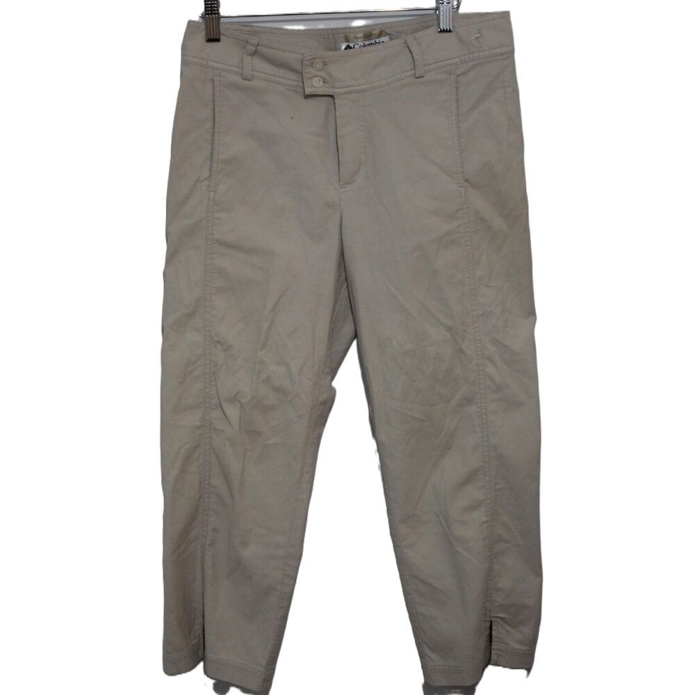 Womens Columbia FL8043 Gray Khaki Beige Cotton Nylon Elastane Capri Pants Size 8